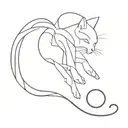 cat reaching out to binary code of question mark   tattoo design idea