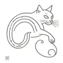 cat reaching out to binary code of question mark   tattoo design idea