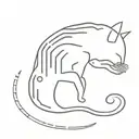 cat reaching out to question mark in binary code forming the shape tattoo design idea