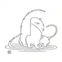 cat reaching out to question mark in binary code forming the shape tattoo design idea