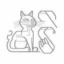 cat reaching out to question mark in binary code forming the shape tattoo design idea