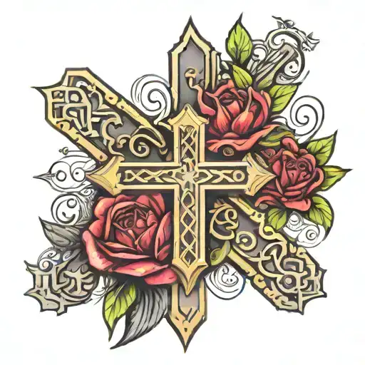Create a tattoo with the word "Gillan" and "proverbs 31:31" at the bottom and Christian crosses  tattoo design idea