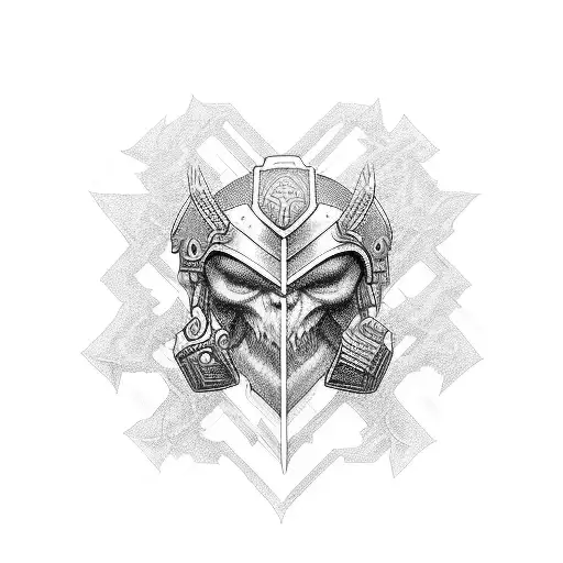 An intricate design featuring a mix of gaming symbols and gun motifs, with a subtle nod to the God of War Ragnarok theme tattoo design idea