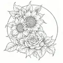 Virgo zodiac sign with roses and sunflowers  tattoo design idea