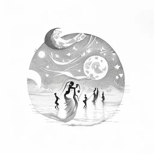 dancing in the moonlight tattoo design idea
