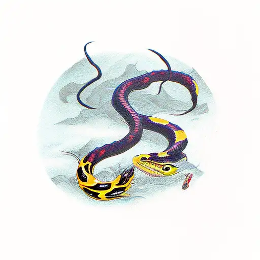 five deadly venom fighting, snake is black Mamba, toad is hypnotised and scorpion is from mortal kombat tattoo design idea