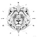 lion clock rose snake god  tattoo design idea