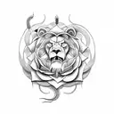lion clock rose snake god  tattoo design idea
