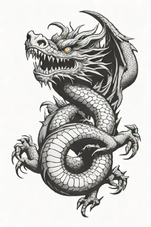 American dragon holding the moon tattoo design idea