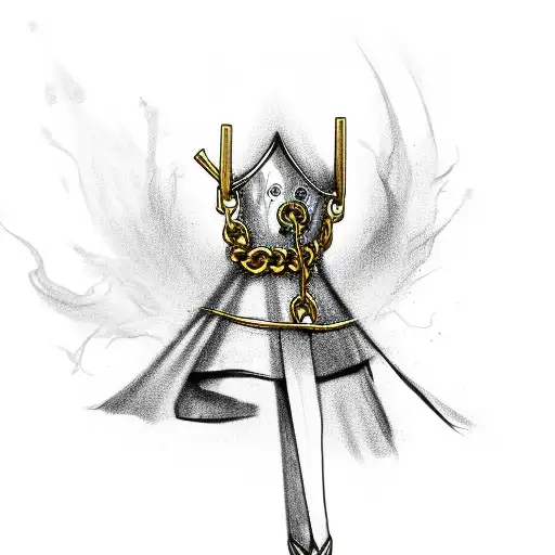 kkk member hangin from gold chain tattoo design idea