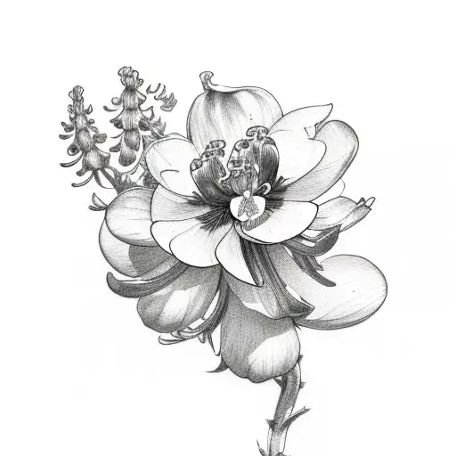 hellebore, blackthorn, foxglove tattoo design idea