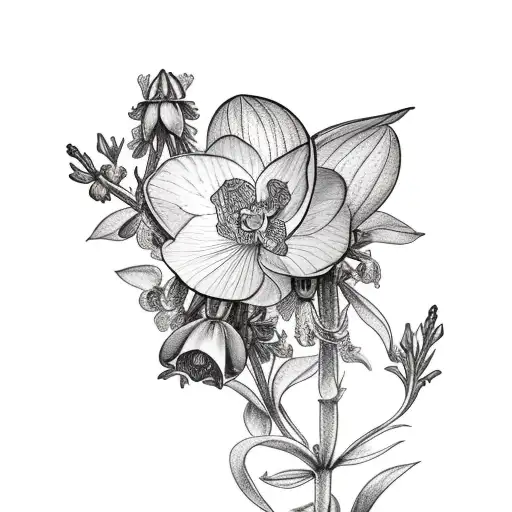 hellebore, blackthorn, foxglove tattoo design idea