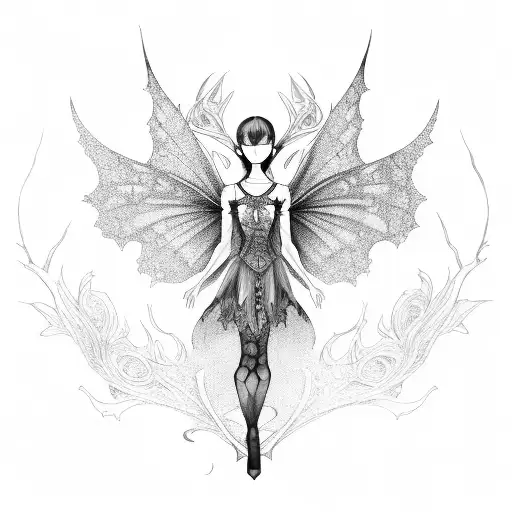 gothic faerie, bones, whimsy tattoo design idea