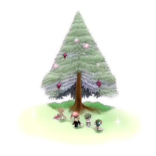 pine trees, faeries, sparkles tattoo design idea