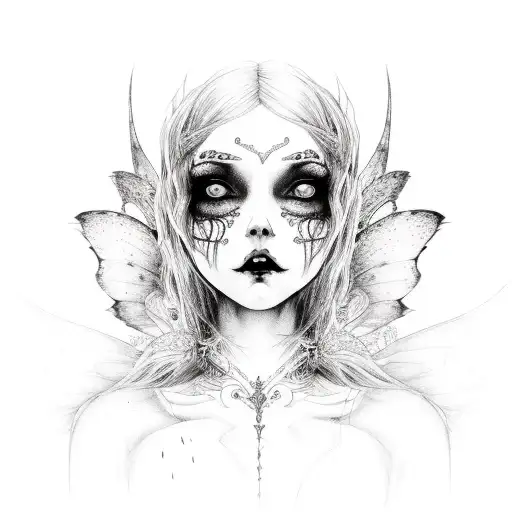 gothic faerie, bones, blackberries tattoo design idea