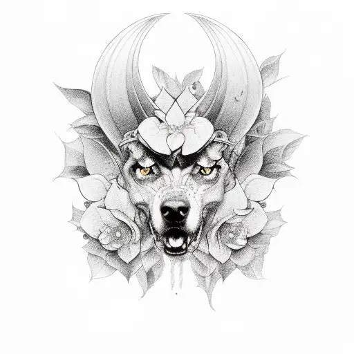 hell hound, hellebore, apples, keys tattoo design idea