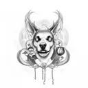 hell hound, hellebore, apples, keys tattoo design idea