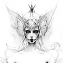 gothic faerie, bones, whimsy tattoo design idea
