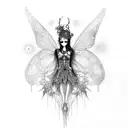 gothic faerie, bones, whimsy tattoo design idea