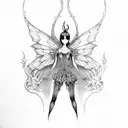 gothic faerie, bones, whimsy tattoo design idea