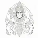 A portrait of lord Hanuman with a modern twist, incorporating elements of data engineering and technology tattoo design idea