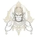 A portrait of lord Hanuman with a modern twist, incorporating elements of data engineering and technology tattoo design idea