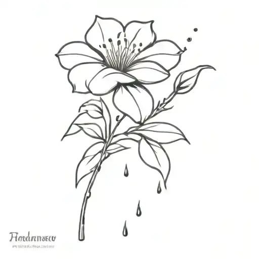 rain and flower tattoo design idea
