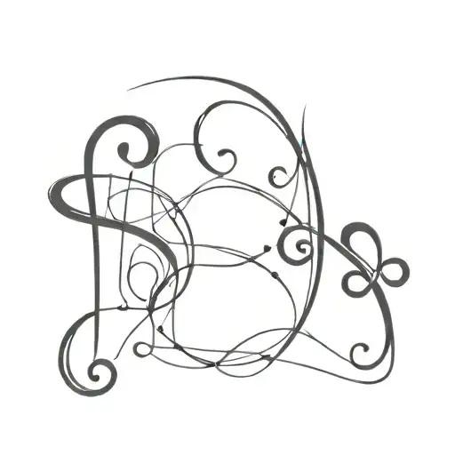 fusion of letter A and C and L and G and G clef mixed tattoo design idea