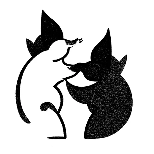 two white kitsune like brother and sister play and be here for each other tattoo design idea