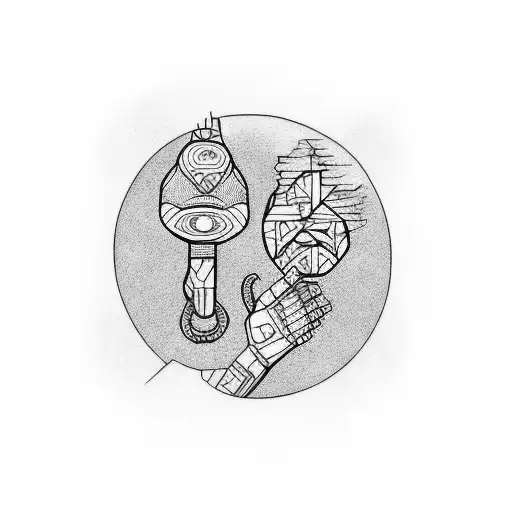 brother and sister taking care of each other tattoo design idea