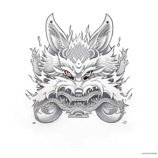 two white kitsune like brother and sister play and be here for each other tattoo design idea