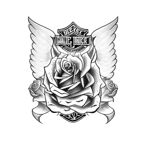 harley davidson, rose, angel more modern tattoo tattoo design idea