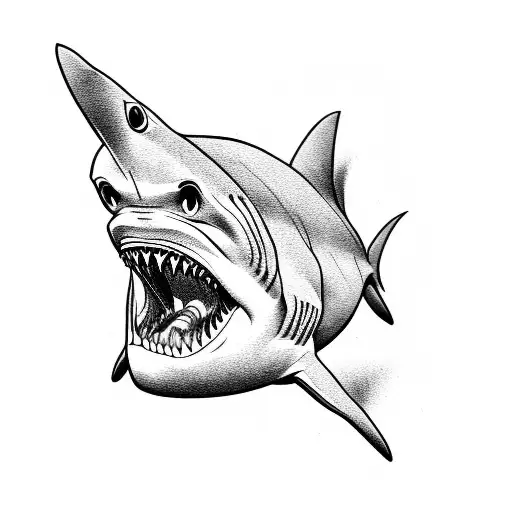 shark rock and roll oldschool tattoo design idea