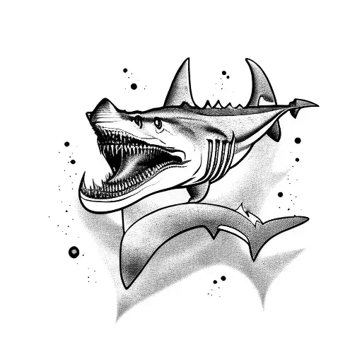 oldschool rock and roll shark tattoo design idea