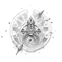 spaceship old school rock and roll tattoo design idea