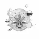 spaceship old school rock and roll tattoo design idea