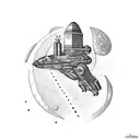 spaceship old school rock and roll tattoo design idea