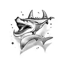 oldschool rock and roll shark tattoo design idea