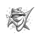 oldschool rock and roll shark tattoo design idea