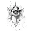 oldschool rock and roll shark tattoo design idea