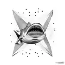 oldschool rock and roll shark tattoo design idea