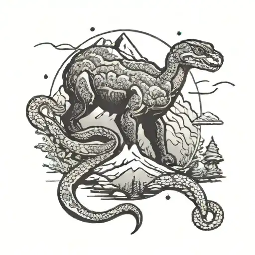 trail, mountains, rattle snake, bear tattoo design idea