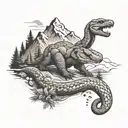 trail, mountains, rattle snake, bear tattoo design idea