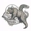 trail, mountains, rattle snake, bear tattoo design idea