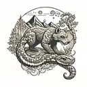 trail, mountains, rattle snake, bear tattoo design idea