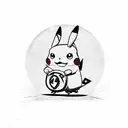 Pikachu in a racing suit with helmet and steering wheel tattoo design idea