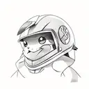 Pikachu in a racing suit with helmet and steering wheel tattoo design idea