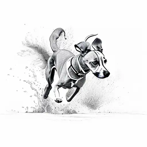 whippet running tattoo design idea