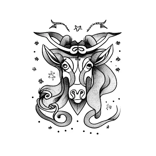 Libra and taurus combined girly tattoo design idea