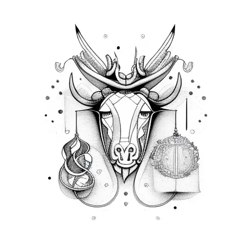 Libra and taurus combined girly tattoo design idea